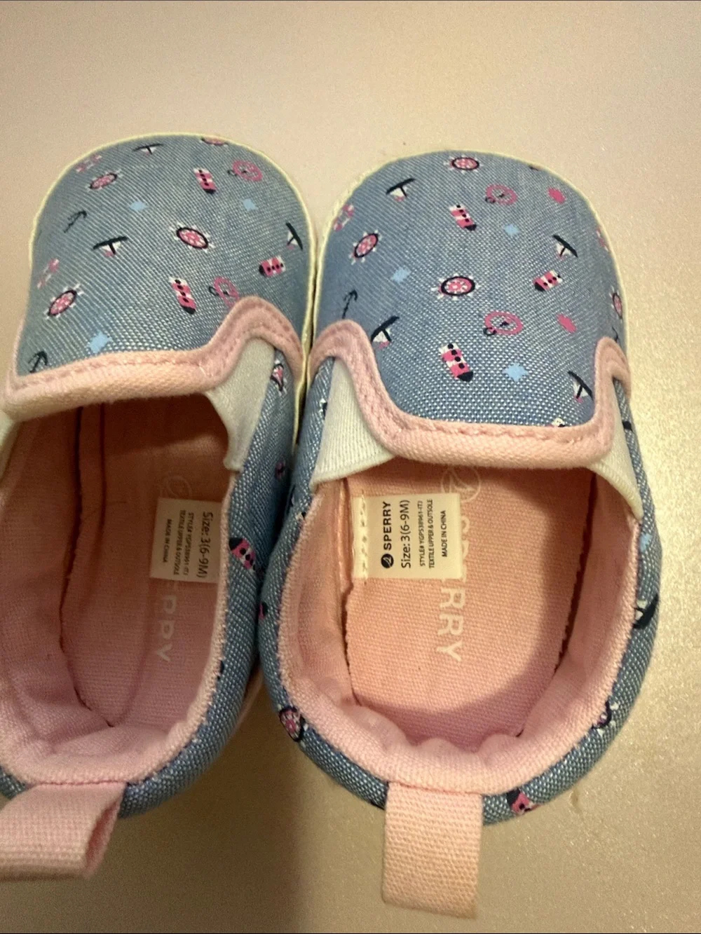 Sperry Toddler Slip-On Canvas Shoes in Blue and Pink